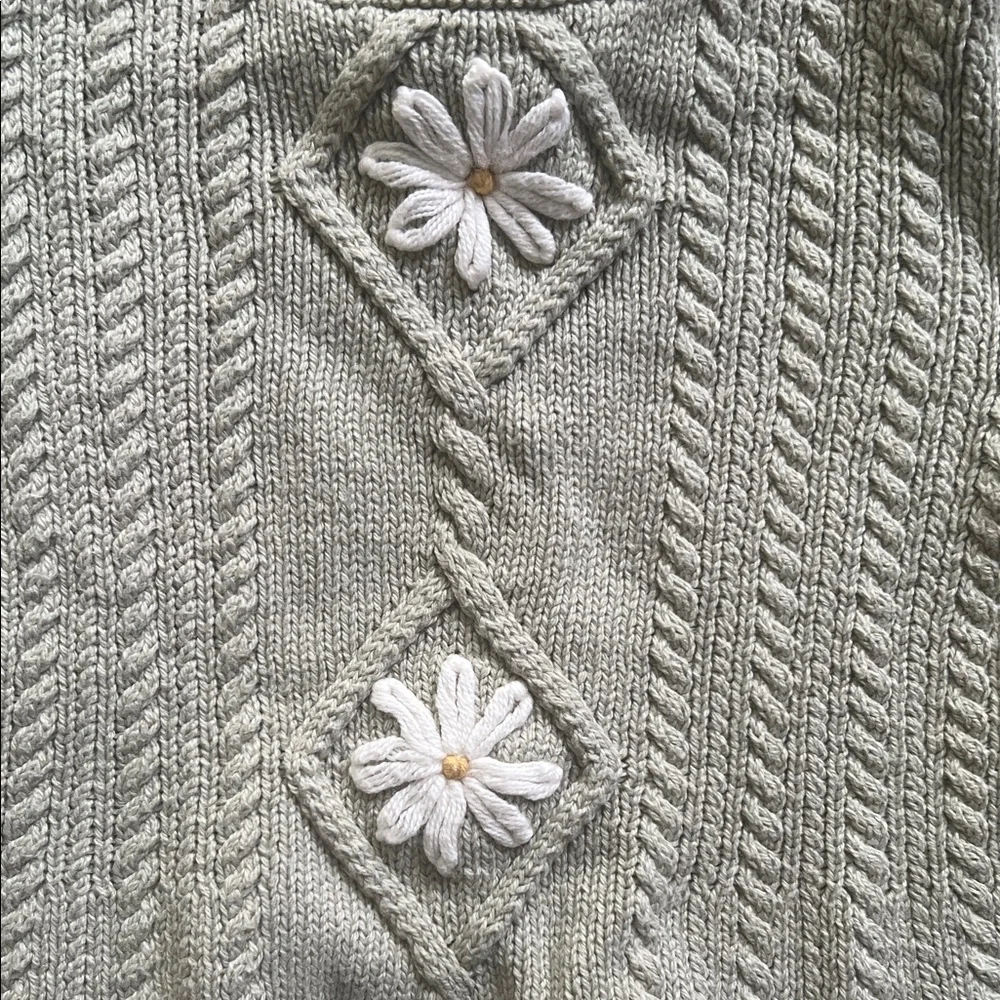 Cupcakes and Cashmere XS Knit Dress – Olive Green with Floral Details